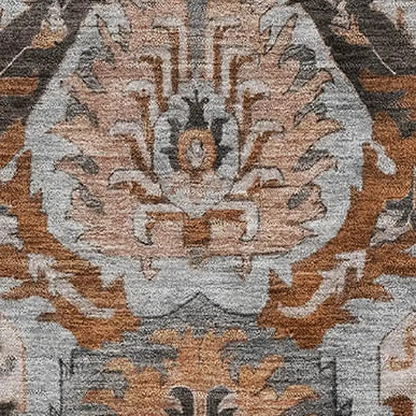 Rust Charcoal And Beige Ikat Washable Area Rug With UV Protection Photo 3