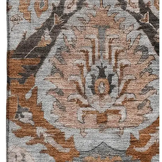 Rust Charcoal And Beige Ikat Washable Area Rug With UV Protection Photo 3