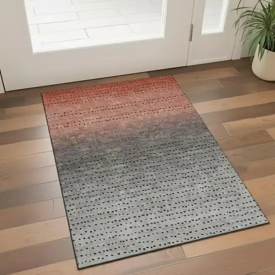 Rust Charcoal And Gray Abstract Washable Area Rug With UV Protection Photo 2