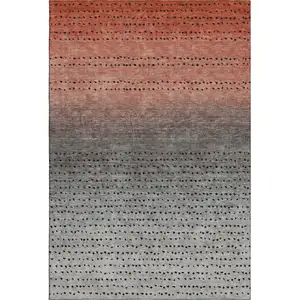 Photo of Rust Charcoal And Gray Abstract Washable Area Rug With UV Protection