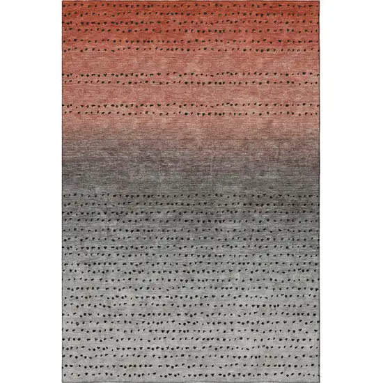 Rust Charcoal And Gray Abstract Washable Area Rug With UV Protection Photo 3