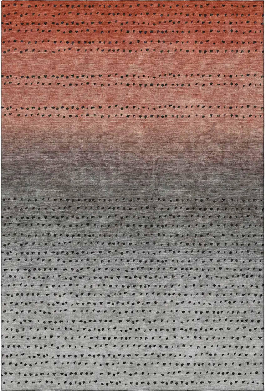 Rust Charcoal And Gray Abstract Washable Area Rug With UV Protection Photo 3