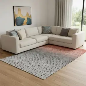 Photo of Rust Charcoal And Gray Abstract Washable Area Rug With UV Protection