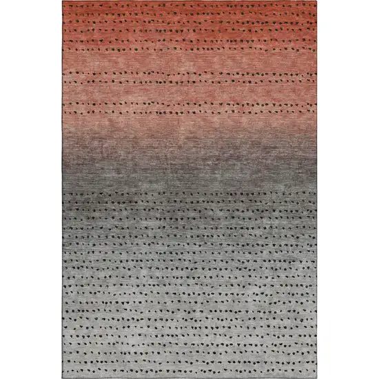Rust Charcoal And Gray Abstract Washable Area Rug With UV Protection Photo 1