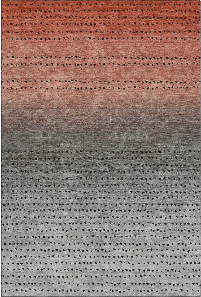 Rust Charcoal And Gray Abstract Washable Area Rug With UV Protection Photo 1