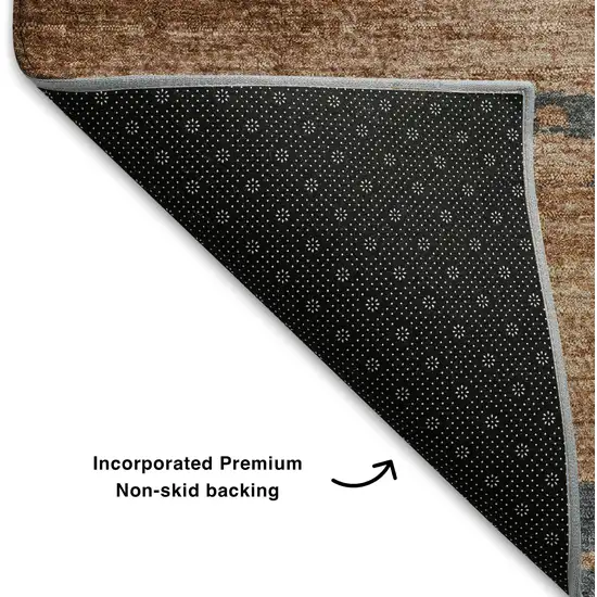 Rust Charcoal And Gray Abstract Washable Area Rug With UV Protection Photo 7