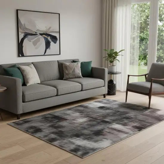 Rust Charcoal And Gray Abstract Washable Area Rug With UV Protection Photo 2