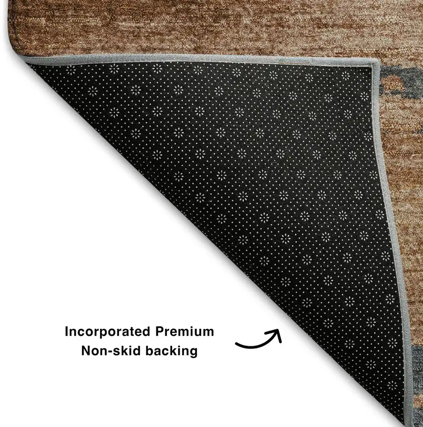 Rust Charcoal And Gray Abstract Washable Area Rug With UV Protection Photo 7