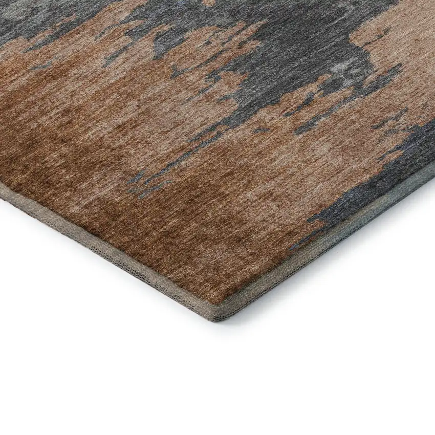 Rust Charcoal And Gray Abstract Washable Area Rug With UV Protection Photo 9