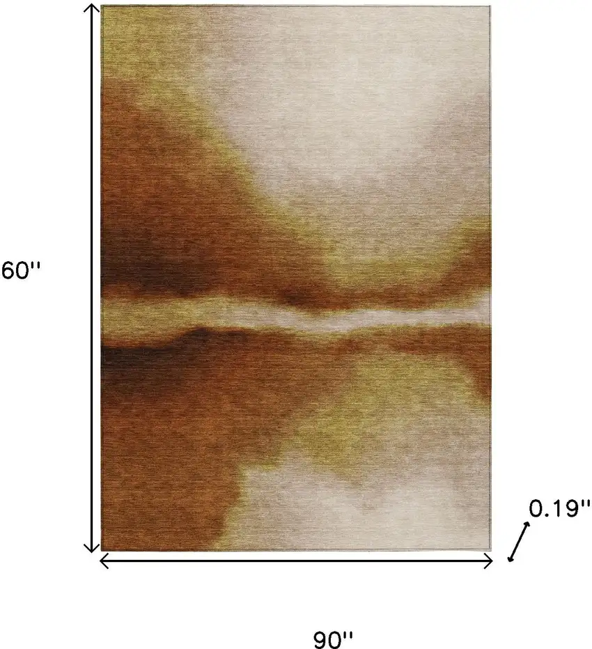 Rust Copper And Beige Abstract Washable Indoor Outdoor Area Rug Photo 3