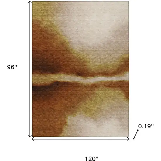 Rust Copper And Beige Abstract Washable Indoor Outdoor Area Rug Photo 3