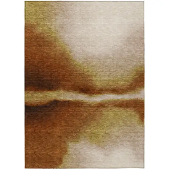 Rust Copper And Beige Abstract Washable Indoor Outdoor Area Rug Photo 2