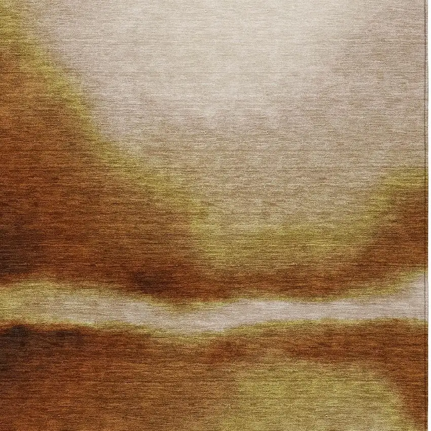 Rust Copper And Beige Abstract Washable Indoor Outdoor Area Rug Photo 4