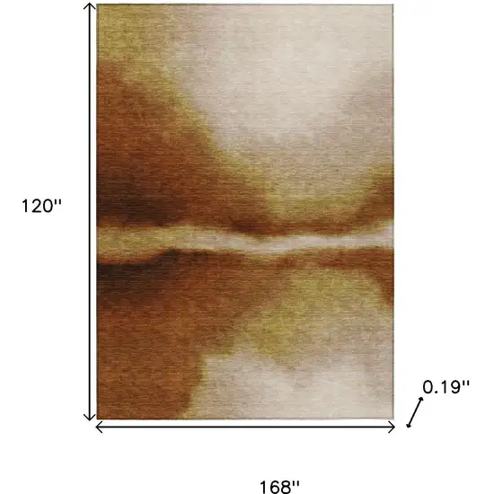 Rust Copper And Beige Abstract Washable Indoor Outdoor Area Rug Photo 3