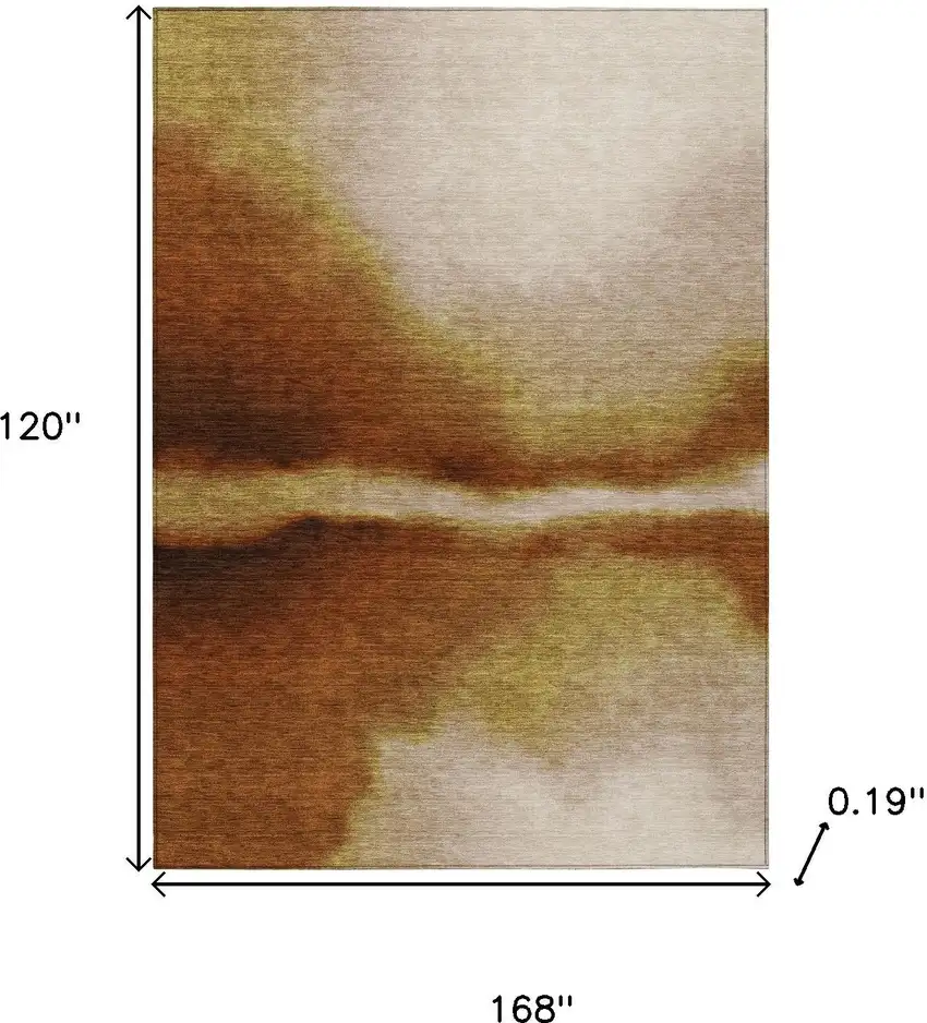 Rust Copper And Beige Abstract Washable Indoor Outdoor Area Rug Photo 3