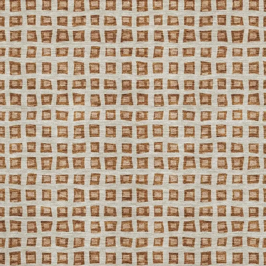Rust Copper And Beige Geometric Washable Area Rug With UV Protection Photo 3