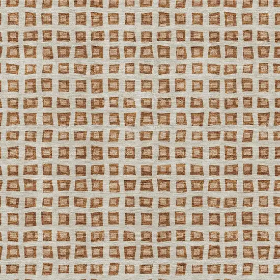 Rust Copper And Beige Geometric Washable Area Rug With UV Protection Photo 3