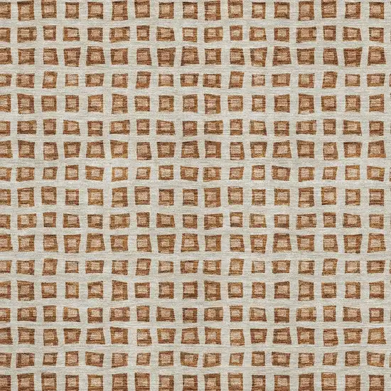 Rust Copper And Beige Geometric Washable Area Rug With UV Protection Photo 3