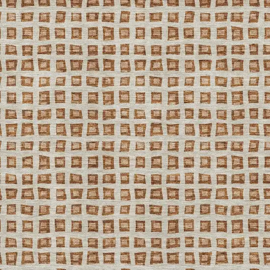 Rust Copper And Beige Geometric Washable Area Rug With UV Protection Photo 3