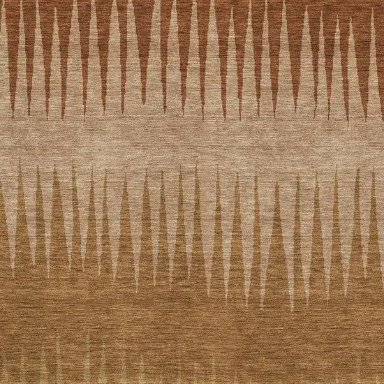 Rust Copper And Beige Striped Washable Area Rug With UV Protection Photo 4