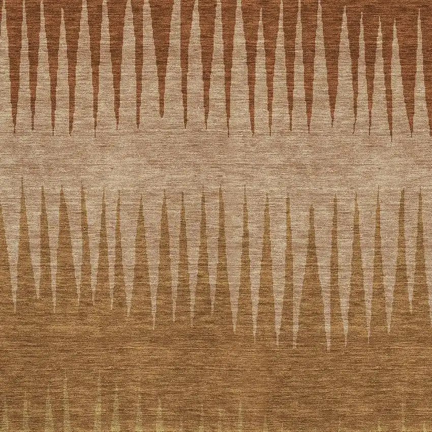 Rust Copper And Beige Striped Washable Area Rug With UV Protection Photo 4