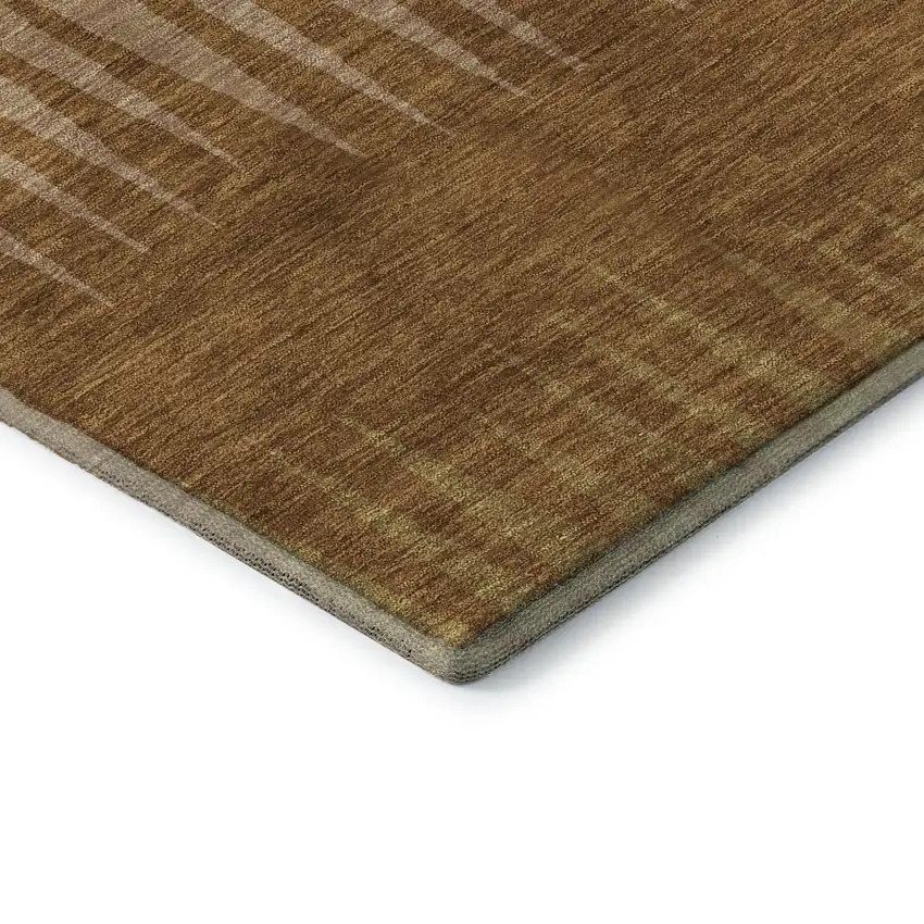 Rust Copper And Beige Striped Washable Area Rug With UV Protection Photo 5