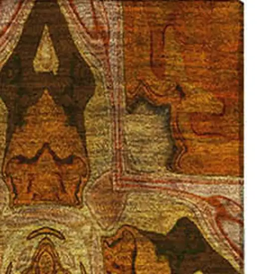 Rust Copper And Gold Floral Medallion Washable Area Rug With UV Protection Photo 4