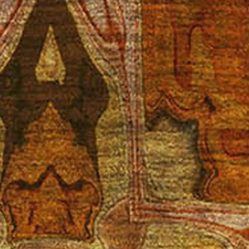 Rust Copper And Gold Floral Medallion Washable Area Rug With UV Protection Photo 3