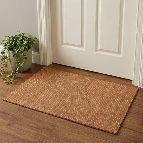 Rust Copper And Gray Polka Dot Washable Area Rug With UV Protection Photo 1