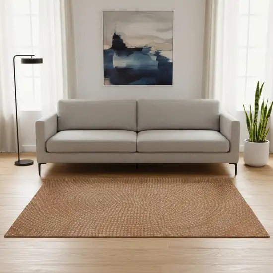 Rust Copper And Gray Polka Dot Washable Area Rug With UV Protection Photo 2