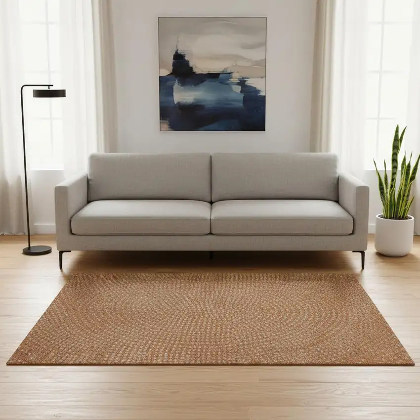 Rust Copper And Gray Polka Dot Washable Area Rug With UV Protection Photo 2