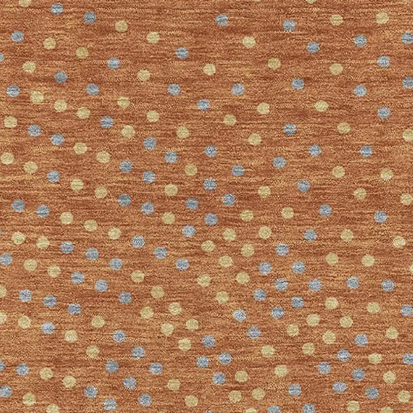 Rust Copper And Gray Polka Dot Washable Area Rug With UV Protection Photo 2