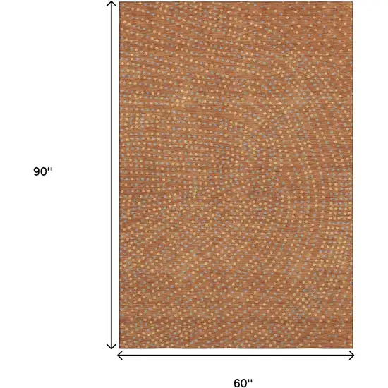 Rust Copper And Gray Polka Dot Washable Area Rug With UV Protection Photo 7