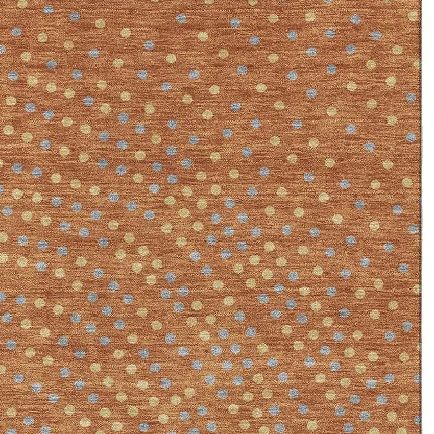 Rust Copper And Gray Polka Dot Washable Area Rug With UV Protection Photo 3