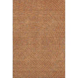 Photo of Rust Copper And Gray Polka Dot Washable Area Rug With UV Protection