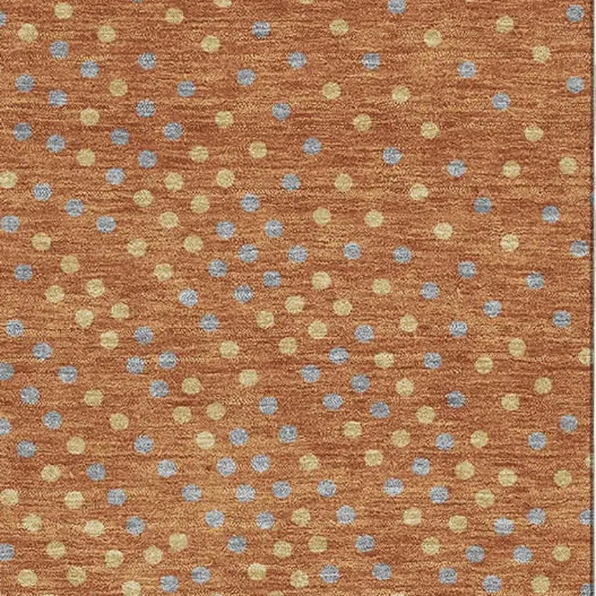 Rust Copper And Gray Polka Dot Washable Area Rug With UV Protection Photo 2