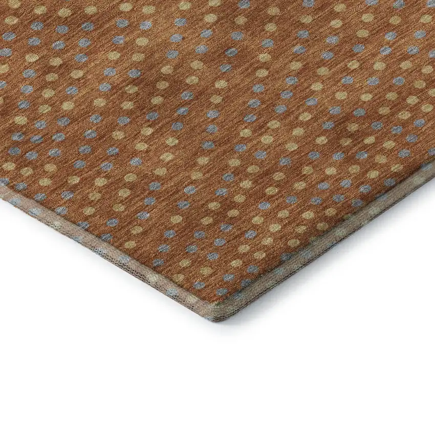 Rust Copper And Gray Polka Dot Washable Area Rug With UV Protection Photo 7