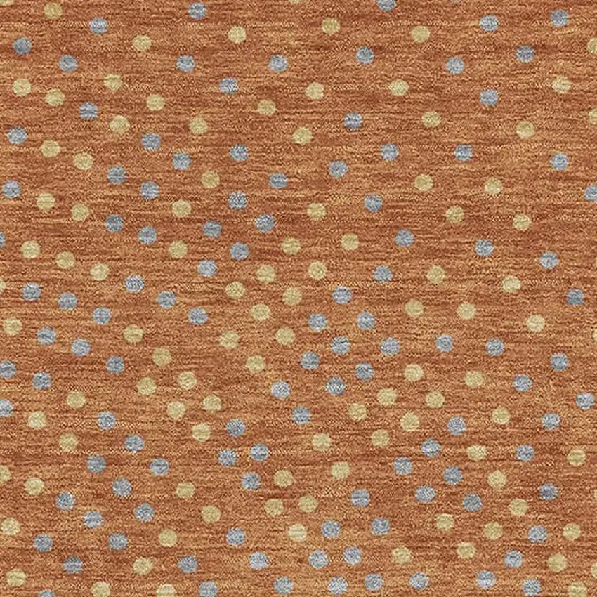 Rust Copper And Gray Polka Dot Washable Area Rug With UV Protection Photo 2