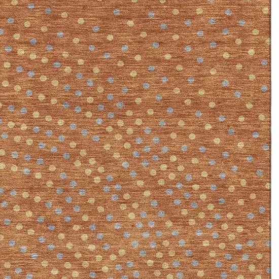 Rust Copper And Gray Polka Dot Washable Area Rug With UV Protection Photo 3