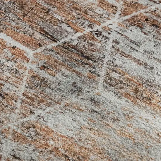 Rust Copper And Ivory Geometric Washable Area Rug With UV Protection Photo 2