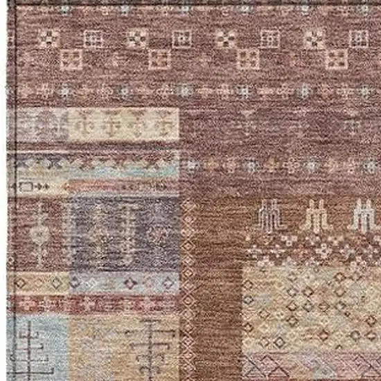 Rust Coral And Beige Striped Washable Indoor Outdoor Area Rug Photo 6