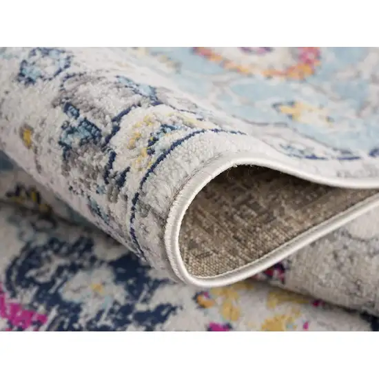 Blue and Ivory Floral Area Rug Photo 8