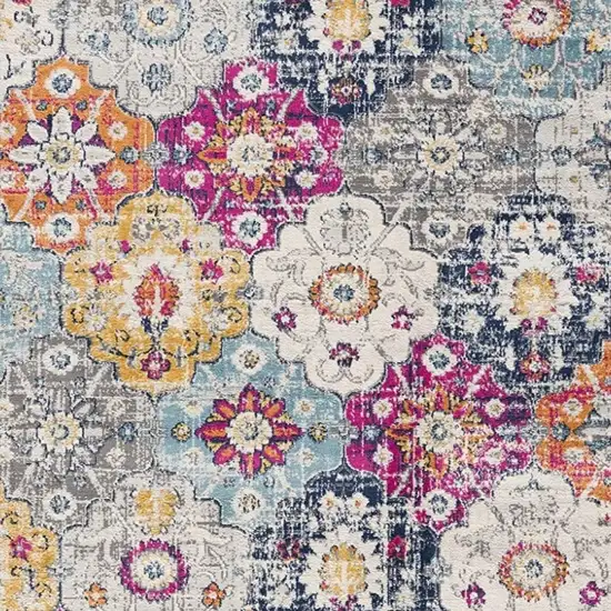 Blue and Ivory Floral Area Rug Photo 4