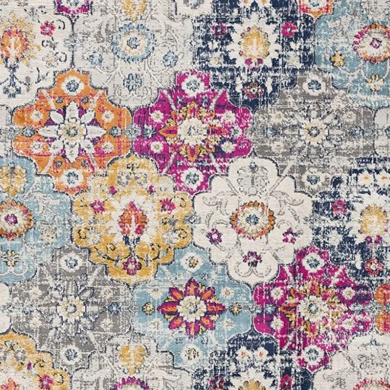 Rust Distressed Floral Area Rug Photo 3