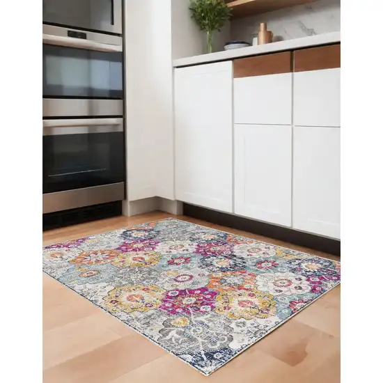 Rust Floral Dhurrie Area Rug Photo 1