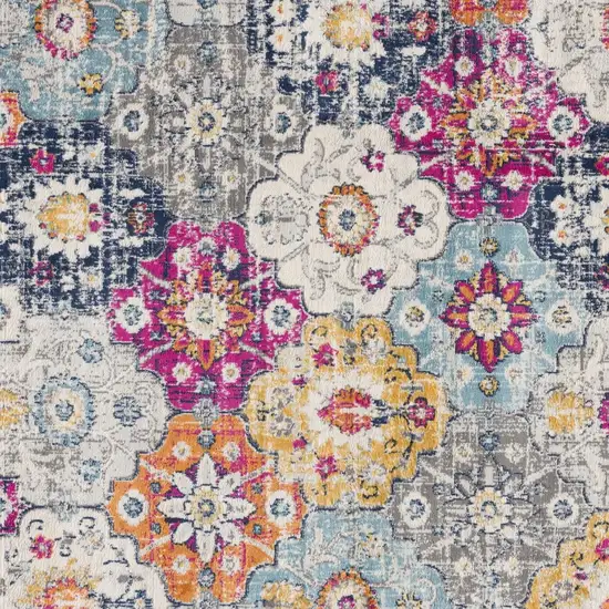 Blue and Ivory Floral Area Rug Photo 6