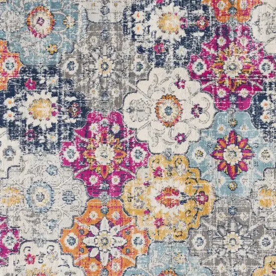 Blue and Ivory Floral Area Rug Photo 7