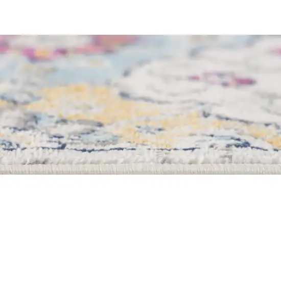 Blue and Ivory Floral Area Rug Photo 3