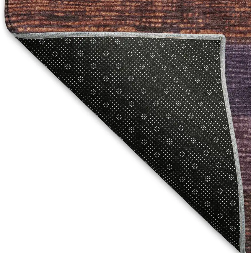 Rust Eggplant And Terra Cotta Striped Washable Area Rug With UV Protection Photo 4