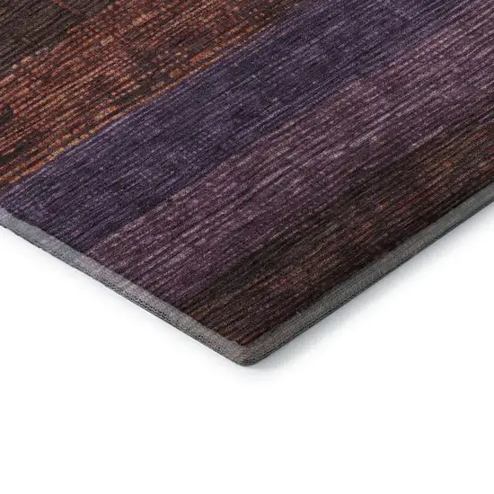 Rust Eggplant And Terra Cotta Striped Washable Area Rug With UV Protection Photo 5